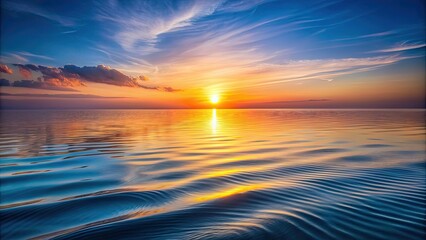 Tranquil sunset over calm sea with gentle ripples , serene, peaceful, ocean, water, relaxation, horizon, evening, dusk