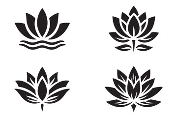 Minimalist Lotus Silhouette Icon Vector Illustration on White Background