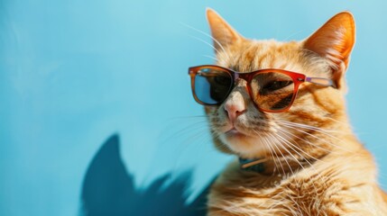 Cool Cat with Sunglasses on a Blue Background