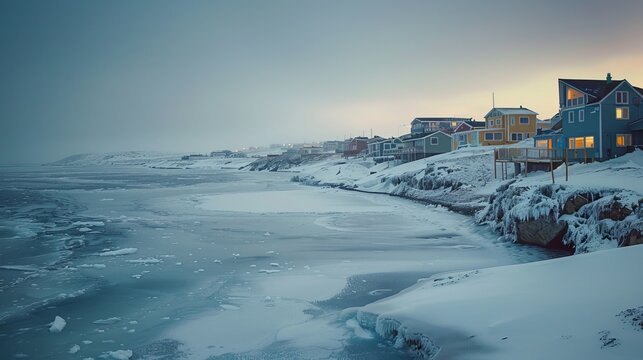 The frozen sea in Iqaluit, Nunavut, Canada