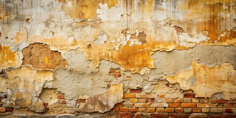 Obraz premium Shabby old wall with damaged plaster, perfect abstract grunge texture for backgrounds and design projects, damaged, shabby