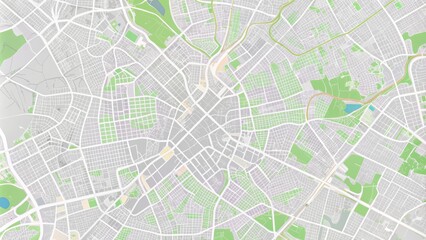 Detailed digital illustration of Fatima city map in white background with roads, landmarks, and buildings in a minimalist design style.