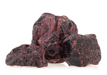 Dragon's blood - bright red resin isolated on a white background. Resin from Calamus, Pterocarpus, Croton, Dracaena and Daemonorops. Alternative medicine. © domnitsky