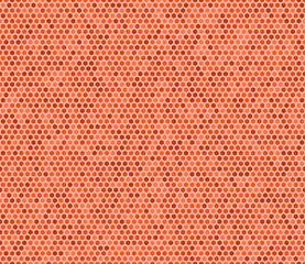 Geometric background. Simple hexagon pattern with inner solid cells. Orange color tones. Small hexagon geometric shapes. Seamless pattern. Tileable vector illustration.