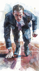 businessman start running on the track