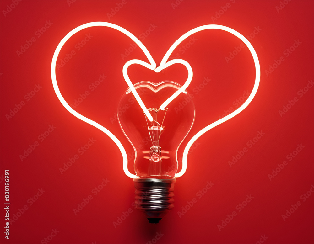 Wall mural heart shaped bulb, bulb with heart, light bulb heart