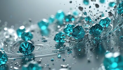 Blue Gemstones Splash Abstract Background