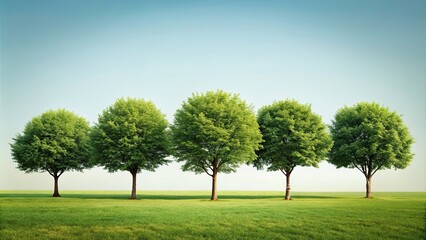Fototapeta premium Row of trees isolated on background. rendering , trees, row, isolated, background, rendering,nature, forest, greenery