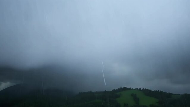 Rainy Day Over Lush Hillscape