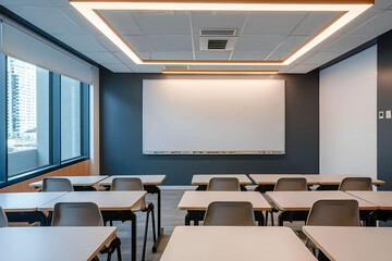 Modern classroom interior design at the school. The auditorium at the university. Lecture room.