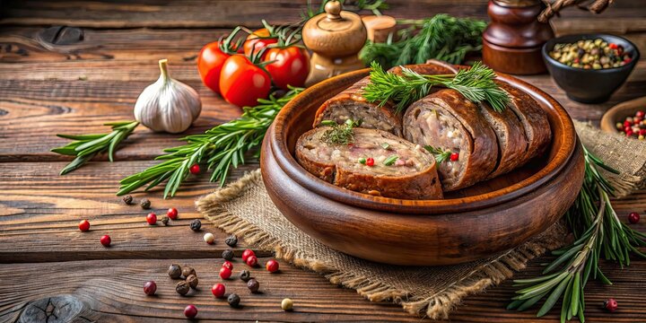 Traditional Romanian drob made with lamb and aromatic herbs, Romanian, food, cuisine, traditional, drob, meatloaf, homemade, lamb