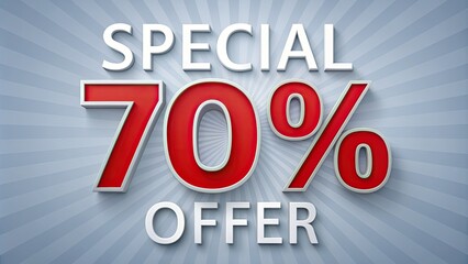 Special offer with best deal of 70% off on a variety of products, discount, promotion, sale, clearance, bargain