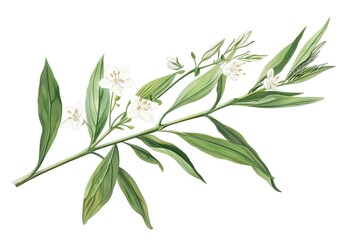 Obraz premium Night Flowering Jasmine flower Watercolor illustration. Hand drawn underwater element design.
