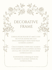 Floral borders, rose frame. Graphic design page.
