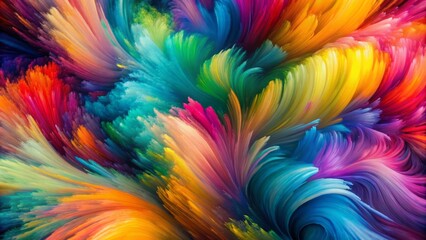 Obraz premium Colorful abstract brush strokes blending together seamlessly to create a mesmerizing dynamic abstract background with vibrant colors.