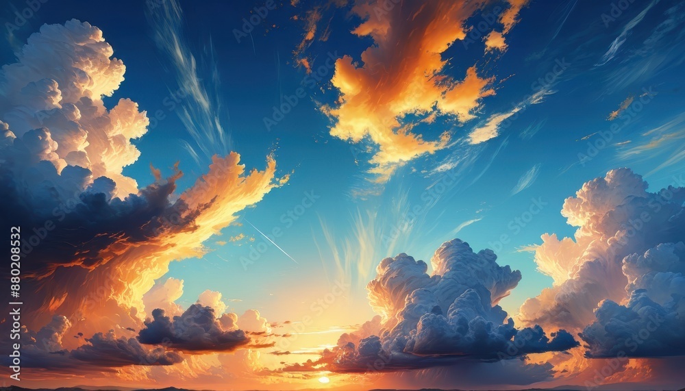 Wall mural dramatic sunset cloudscape.