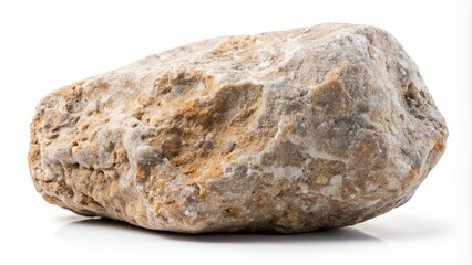 Obraz premium Stone rock object with a natural texture isolated on a white background , textured, stone, rock, isolated, white background, nature