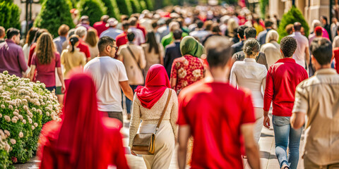 Fototapeta premium Crowd of people walking on the street.
