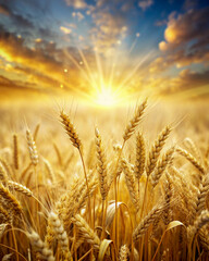 Golden Wheat Field at Sunset.