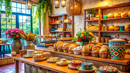 Traditional Bakery with Freshly Baked Bread and Pastries.