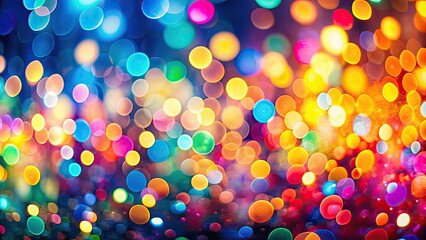 Vibrant display of bokeh lights against a blurred background, creating an abstract and colorful visual effect, vibrant