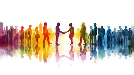 Business people shaking hands copy space. Generative AI