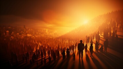 Celebrating World Population Day with a vibrant sunset backdrop, highlighting the importance of global unity.