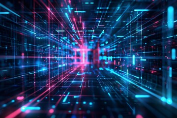 Fototapeta premium Abstract Digital Network with Glowing Lines