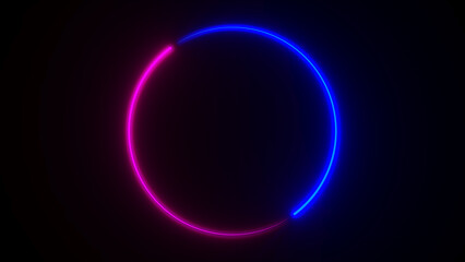 neon ring on black background. 3D illustration rendering