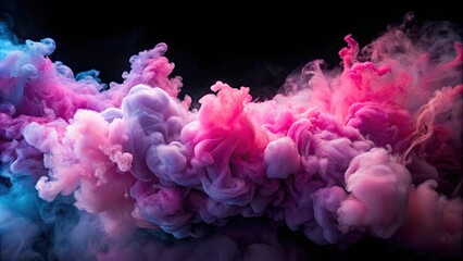 Soft magenta and pink smoke clouds blending together in a pastel dream against a black canvas , pastel, dreamy, soft, magenta