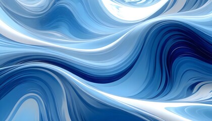 Fototapeta premium Abstract blue and white wave pattern with a smooth, flowing texture