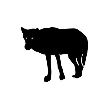 black wolf silhouette with blue eyes clip art preview