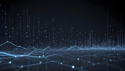 A digital landscape with white glowing lines and points, resembling a futuristic cityscape