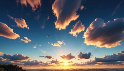 Naklejka premium Golden Sunset Cloudscape.