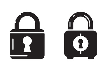Elegant Lock Silhouette Icon Simple Vector Design on White