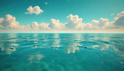 Blue Ocean with Clouds Reflection.