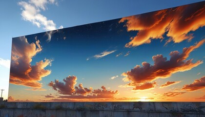 Sunset Reflected on a Billboard.