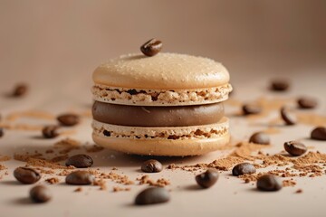 Coffee Macaron with Chocolate Filling