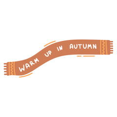 Warm up in autumn handwritten lettering phrase