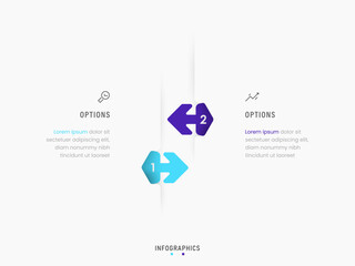 Fototapeta premium Vector Infographic label design template with icons and 2 options or steps. Can be used for process diagram, presentations, workflow layout, banner, flow chart, info graph.