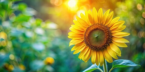 Fototapeta premium Vibrant sunflower blooming in a summer garden , sunflower, summer, flower, yellow, plant, garden, bloom, nature, seeds, petals