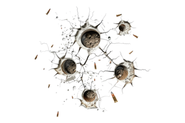 bullet holes isolated on transparent background