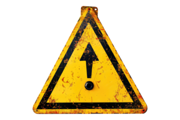caution warning sign isolated on transparent background