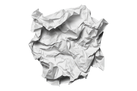 Crumbled paper isolated on transparent background