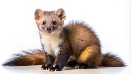 Obraz premium Isolated stone marten or beech marten on transparent background, showcasing its slender body, bushy tail, and curious expression.