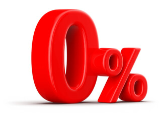 0 Percent Red Number 3D