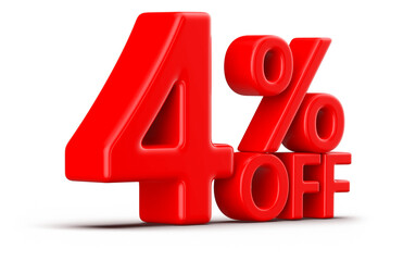 4 Percent Off Sale Red Number 3D