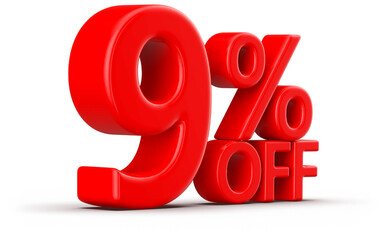 9 Percent Off Sale Red Number 3D