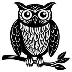 minimalist owl perched on a branch Vector Design and illustration