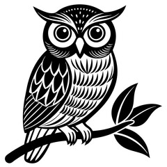 A minimalist owl perched on a branch Vector Design and illustration
